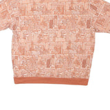 HABAND Mens Orange & Cream Patterned Short Sleeve Polo Shirt L Casual Cotton