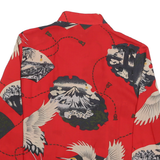ANIA.A Womens Red Printed Blouse Long Sleeve Button Neck S Crane and Mountain
