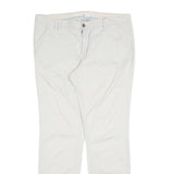 H&M Womens Cotton Blend White Slim Tapered Trousers W34 L32 Casual Smartwear