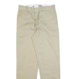 DICKIES Mens Cotton Blend Beige Regular Fit Straight Leg Trousers W34 L34