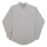 NAUTICA Mens Grey & Blue Tiny Check Long Sleeve Shirt L Classic Cotton