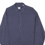 ARMANI COLLEZIONI Mens Blue & White Striped Shirt M Elegant Formal Cotton Blend