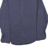 ARMANI COLLEZIONI Mens Blue & White Striped Shirt M Elegant Formal Cotton Blend