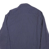 ARMANI COLLEZIONI Mens Blue & White Striped Shirt M Elegant Formal Cotton Blend