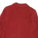 Womens Red Plain Button Jacket M Polyester Blend Classic Tailored
