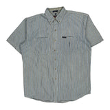 Dickies Striped Short Sleeve Shirt - Large White Cotton