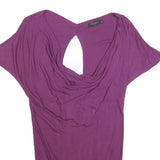 TED BAKER Womens Purple Cotton Blend Cowl Neck Short Sleeve Top S Stylish