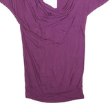 TED BAKER Womens Purple Cotton Blend Cowl Neck Short Sleeve Top S Stylish