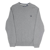 CHAPS Mens Grey Patterned Jumper Crew Neck Basic Knit L Classic Stylish Comfort