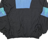 TODD1 Mens Black & Blue Nylon Zip Jacket 2XL Retro Geometric Pattern Lightweight