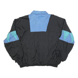 TODD1 Mens Black & Blue Nylon Zip Jacket 2XL Retro Geometric Pattern Lightweight