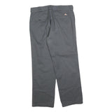 DICKIES Mens Cotton Blend Grey Regular Fit Straight Leg Trousers W33 L30