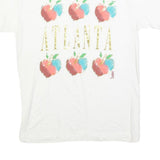 HANES Mens White Cotton Blend Atlanta Graphic T-Shirt M Short Sleeve Crew Neck