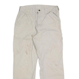 CARHARTT Mens Cotton Blend Beige Regular Fit Straight Leg Trousers W32 L30