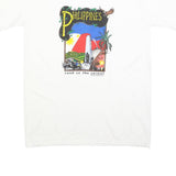 PUSONG PINOY Mens White Philippines Graphic T-Shirt L Cotton Crew Neck Short