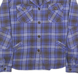 WOOLRICH Womens Blue & Grey Plaid Shirt Long Sleeve Button L Casual Flannel