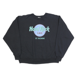 HARD ROCK CAFE Womens Black St Thomas Crew Neck XL Cotton Blend Sweatshirt