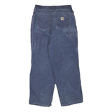 CARHARTT Mens Cotton Blend Blue Regular Straight Trousers W34 L28 Workwear Zip