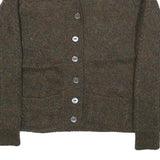 BRENDA HORNE Womens Brown Patterned Button Up Chunky Knit XS Cable Knit Jumper