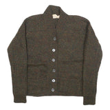 BRENDA HORNE Womens Brown Patterned Button Up Chunky Knit XS Cable Knit Jumper