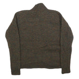 BRENDA HORNE Womens Brown Patterned Button Up Chunky Knit XS Cable Knit Jumper