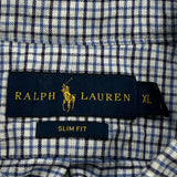 Slim Fit Ralph Lauren Checked Shirt - XL Blue Cotton