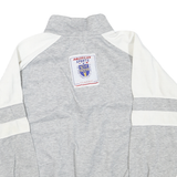 Mens Grey & White Sweatshirt Pullover L Half Zip Cotton Blend Casual Sports