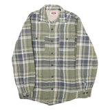 WRANGLER Mens Green & Grey Check Flannel Jacket S Cotton Blend Button Closure