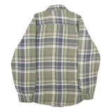 WRANGLER Mens Green & Grey Check Flannel Jacket S Cotton Blend Button Closure