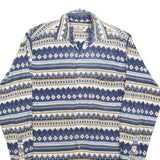 HAPPY LIFE Mens Blue & White Patterned Cotton Blend Shirt S Casual Long Sleeve