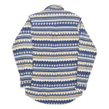 HAPPY LIFE Mens Blue & White Patterned Cotton Blend Shirt S Casual Long Sleeve