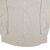 ROCHESTER Mens Beige & Pink Stripe Cotton Blend Shirt XL Classic Long Sleeve