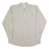 ROCHESTER Mens Beige & Pink Stripe Cotton Blend Shirt XL Classic Long Sleeve