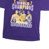 YAZBEK Mens Purple Back 2 Back World Champions Graphic T-Shirt L Short Sleeve