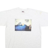 ONEITA Mens White Printed T-Shirt 2XL Short Sleeve Crew Neck Cotton Blend Casual