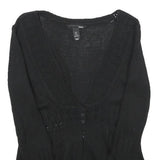 H&M Womens Black Plain Pullover V-Neck Basic Knit Jumper S Lightweight Acrylic