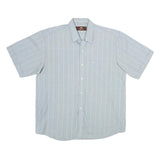 XING YU Mens Blue & White Stripe Polyester Blend Shirt M Casual Button Shirt