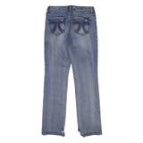 SEVEN 7 Womens Classic Blue Denim Straight Jeans W30 L31 Distressed Button