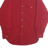 CITY JEANS Mens Red Shirt L Cotton Classic Button Pocket Casual