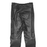 DAMEN Mens Black Leather Regular Fit Trousers W30 L32 Zip Closure Stylish