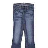 RUE21 Womens Jeans Blue Slim Flared Denim Medium W28 L32 Stylish Stitching