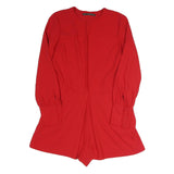 ZARA Womens Red Playsuit Polyester Blend Long Sleeve M Stylish Lightweight