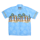 FAVANT Mens Blue Hawaiian Shirt L Surf Tiki Tropical Print Cotton Relaxed Fit