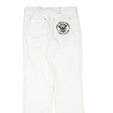 Womens White Regular Fit Straight Leg Denim Jeans W28 L31 Stylish Print Pocket