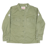 LEVI'S Womens Green Cotton Blend Shirt Jacket L Button Plain Floral Embroidered