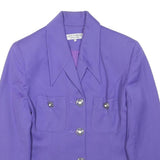 KAREN MILLEN Womens Purple Wool Button Jacket S Tailored Stylish Elegant