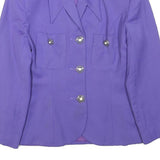 KAREN MILLEN Womens Purple Wool Button Jacket S Tailored Stylish Elegant