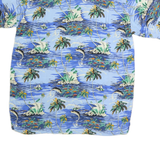 CHEROKEE Mens Blue Rayon Hawaiian Shirt M Island Print Beachwear Relaxed Fit