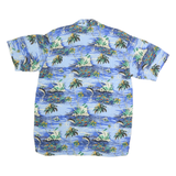 CHEROKEE Mens Blue Rayon Hawaiian Shirt M Island Print Beachwear Relaxed Fit