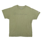 CHAMPION Mens Green Cotton Blend T-Shirt L Short Sleeve Crew Neck Logo